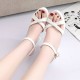 Thick Chunky Heel Buckle Party High Sandals -White image