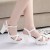 Thick Chunky Heel Buckle Party High Sandals -White