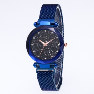 Sky Diamond Printed Magnetic Strap Bracelet Watch-Blue