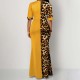 Leopard Pattern Round Neck Stitching Maxi Dress - Orange image