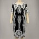 Floral Printed Half Sleeve Body-con Midi Dress - Black image