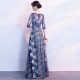 Elegant Sequined Embroidery Evening Long Party Dress - Blue | image