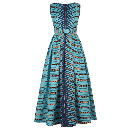 Latest Design Digital Printed Sleeveless Maxi Casual Dress - Green image