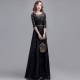 Evening Long Skirt Banquet Sequined Quarter Sleeves Party Dress - Black | image
