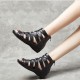 Comfortable Leather Fish-mouth Wedge Sandals Shoes - Black| image