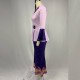 Fishtail High Waist Stitching Full-Sleeve Maxi Dress- Purple image