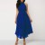 Chiffon Pleated Halter Neck Sleeveless Maxi Dress - Blue