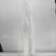 Latest Hollow Lace Stitched V-neck Jumpsuit Party Dress - White image
