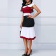 Modish Sleeveless Vintage Contrast Midi Skirt Casual Dress - Red|image