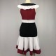 Modish Sleeveless Vintage Contrast Midi Skirt Casual Dress - Red|image