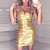 Trending Hot V Neck Slim Fitted Sequined Party Dress - Gold