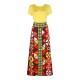 Multicolor Print Short-sleeve Maxi Casual Dress - Yellow image