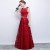 Latest Banquet Sleeveless Mesh Embroidery Evening Party Dress - Red