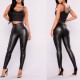 Latest Style New Faux Leather High Rise Leggings-Black image