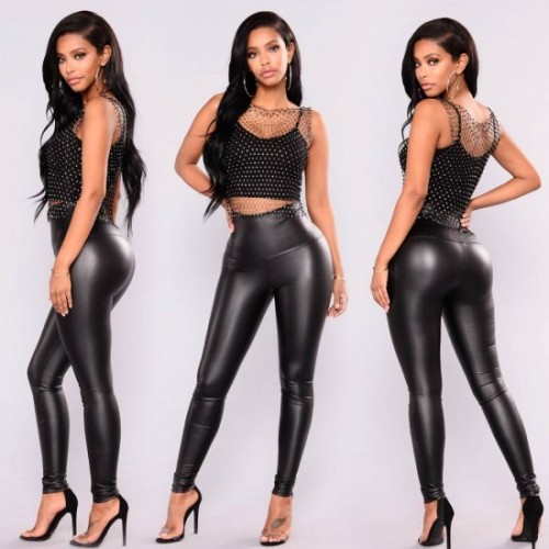 Latest Style Faux Leather High Rise Leggings
