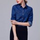 New Trending Fashion Denim Dual Pocket Full Sleeve Shirt -Blue image