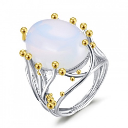 Moonstone Ring for Women Wedding And Party Jewelry-Silver image