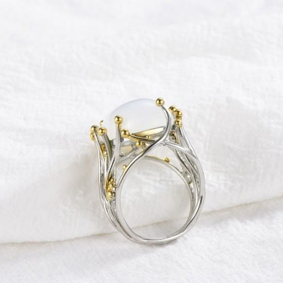 Moonstone Ring for Women Wedding And Party Jewelry-Silver image