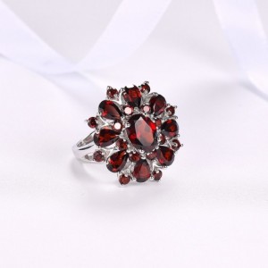 Shining Ruby Cubic Zircon Stones Ring for Women Party-Red