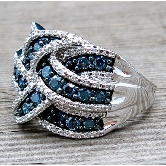 Women Luxury Handmade Blue Sapphire Luxury Ring-Silver image