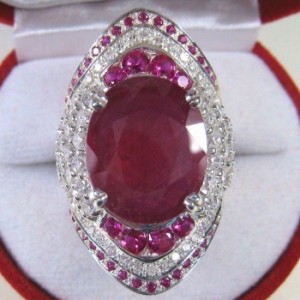 Natural Ruby Gemstone Sterling Silver Wedding Ring-Pink