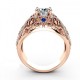 Luxury Design with Blue Diamond Vintage Retro Ring-Rose Gold image