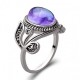 Vintage Flower Style with Purple Amethyst Stone Ring-Purple image