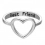 Simple Charm Best Friends Carved Hollow Heart Ring-Silver