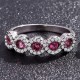 Silver Cross Border Ring Jewellery Zircon Gemstones-Red image