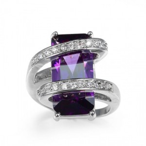 Unique Style Cross Border Big Zircon Stone Ring-Purple