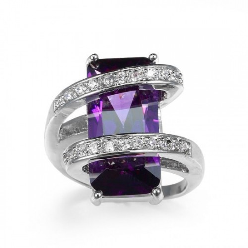 Unique Style Cross Border Big Zircon Stone Ring-Purple image