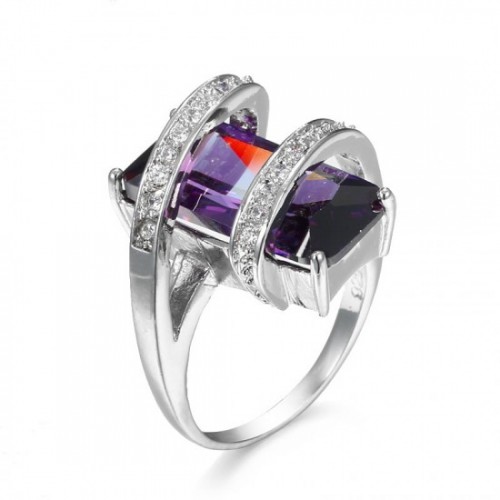 Unique Style Cross Border Big Zircon Stone Ring-Purple image