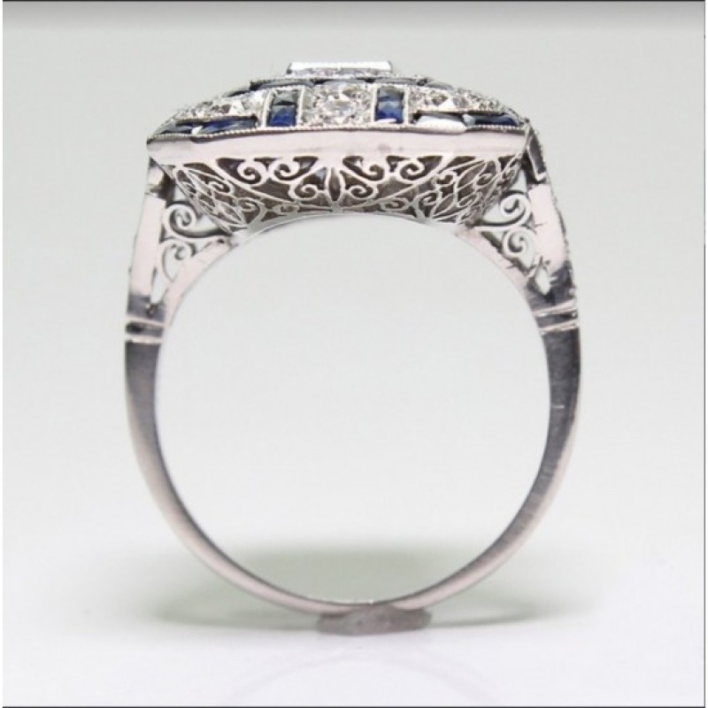 Unique Design Big Stone Silver Ring For Womens-Blue image