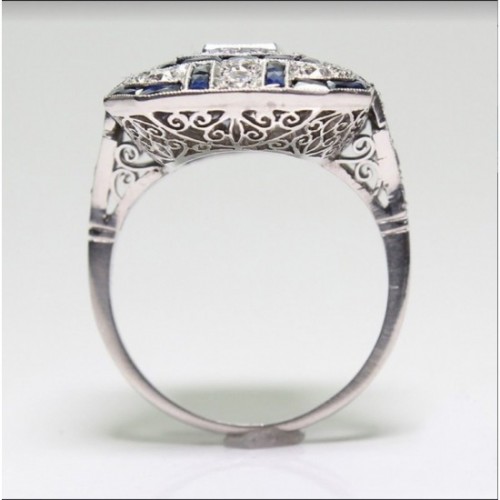 Unique Design Big Stone Silver Ring For Womens-Green image