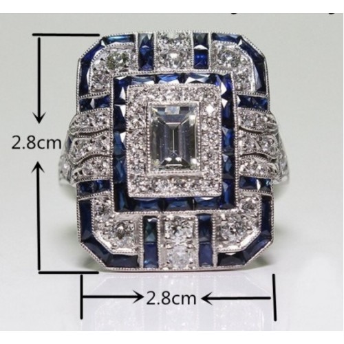Unique Design Big Stone Silver Ring For Womens-Green image