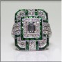 Unique Design Big Stone Silver Ring For Womens-Green
