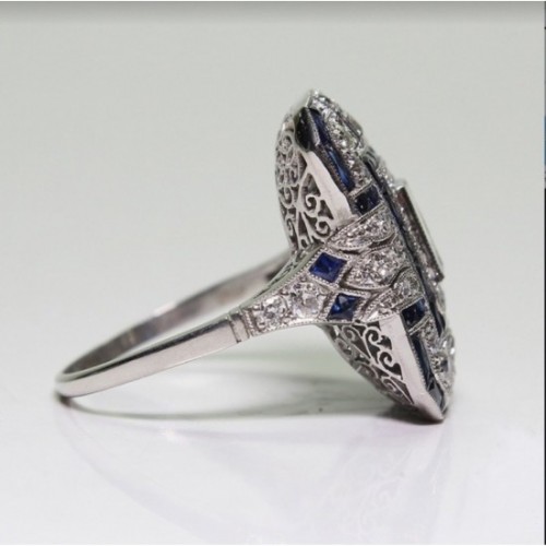 Unique Design Big Stone Silver Ring For Womens-Purple image