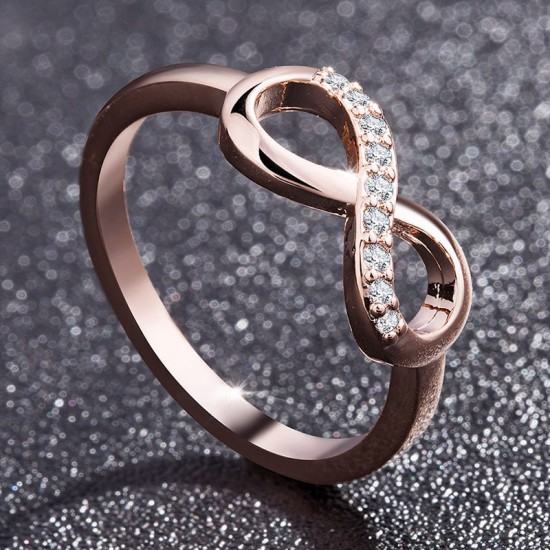 Simple Style "8" Shape Zircon Stones Fashion Ring-Gold image