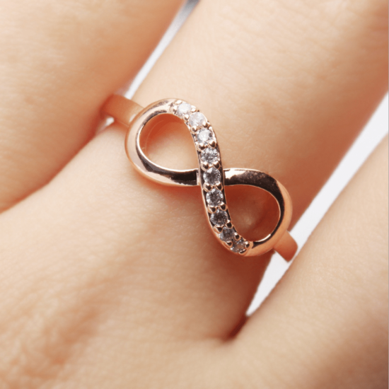 Simple Style "8" Shape Zircon Stones Fashion Ring-Gold image