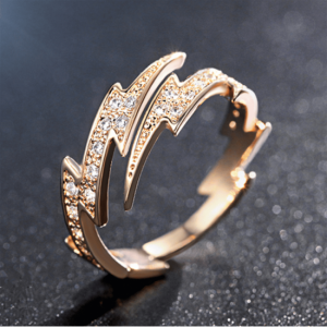 Antique Irregular Geometric Fashion Adjustable Zircon Ring-Gold