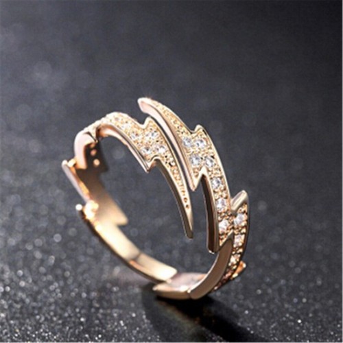 Antique Irregular Geometric Fashion Adjustable Zircon Ring-Gold image