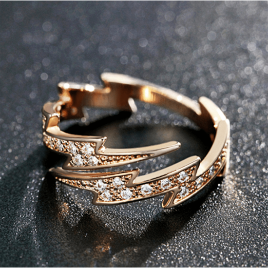 Antique Irregular Geometric Fashion Adjustable Zircon Ring-Gold image