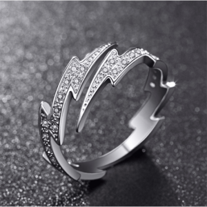 Antique Irregular Geometric Fashion Adjustable Zircon Ring-Silver