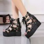 New Summer Peep-toe Wedge Platform Sandals-Black