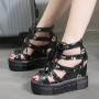New Summer Peep-toe Wedge Platform Sandals - Black