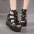 New Summer Peep-toe Wedge Platform Sandals-Black