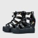 New Summer Peep-toe Wedge Platform Sandals-Black image