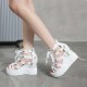 New Summer Peep-toe Wedge Platform Sandals-White image
