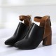 British style Thick Heel Pointed Short Boots Shoes - Black image