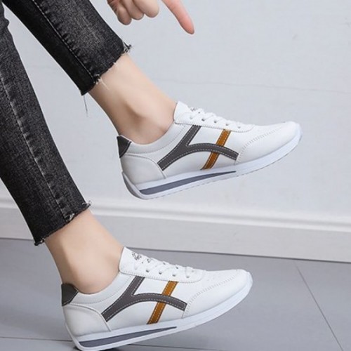 Korean Style Flat Bottom Running Sports Shoes-Grey image